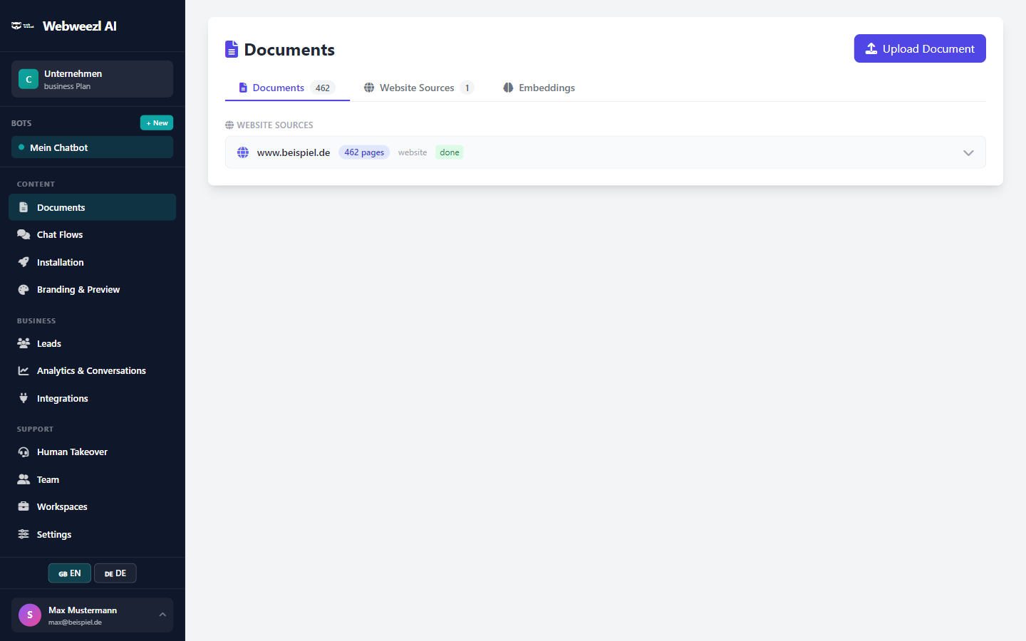 KI-Chatbot Wissensdatenbank